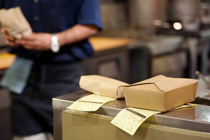 Orders ready for pickup in ghost kitchen